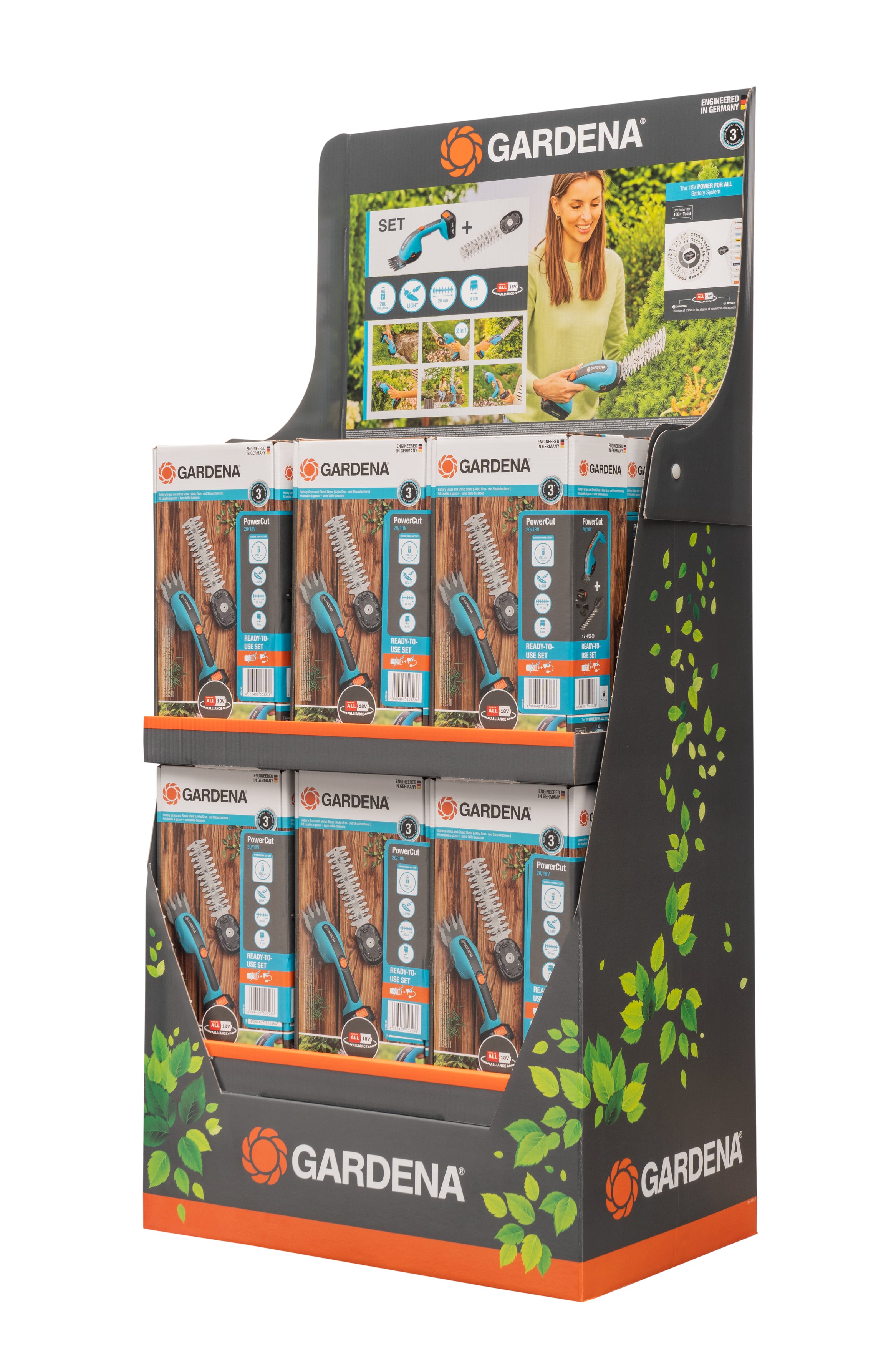 Gardena Akku-Gras- und Strauchschere Power Cut Ready-To-Use Set #14750-20.