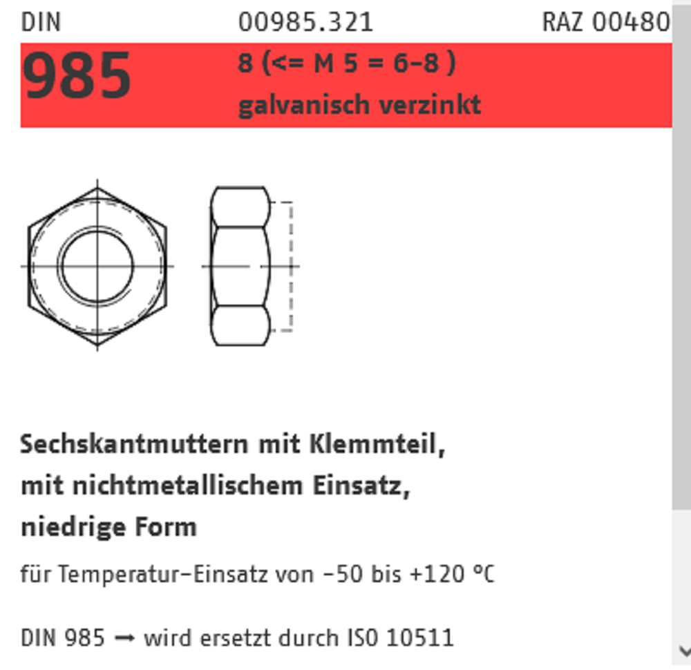 Reyher Sicherungsmuttern Klasse 8 galvanisch verzinkt MXX Reyher Sicherungsmuttern Klasse 8 galvanisch verzinkt MXX
