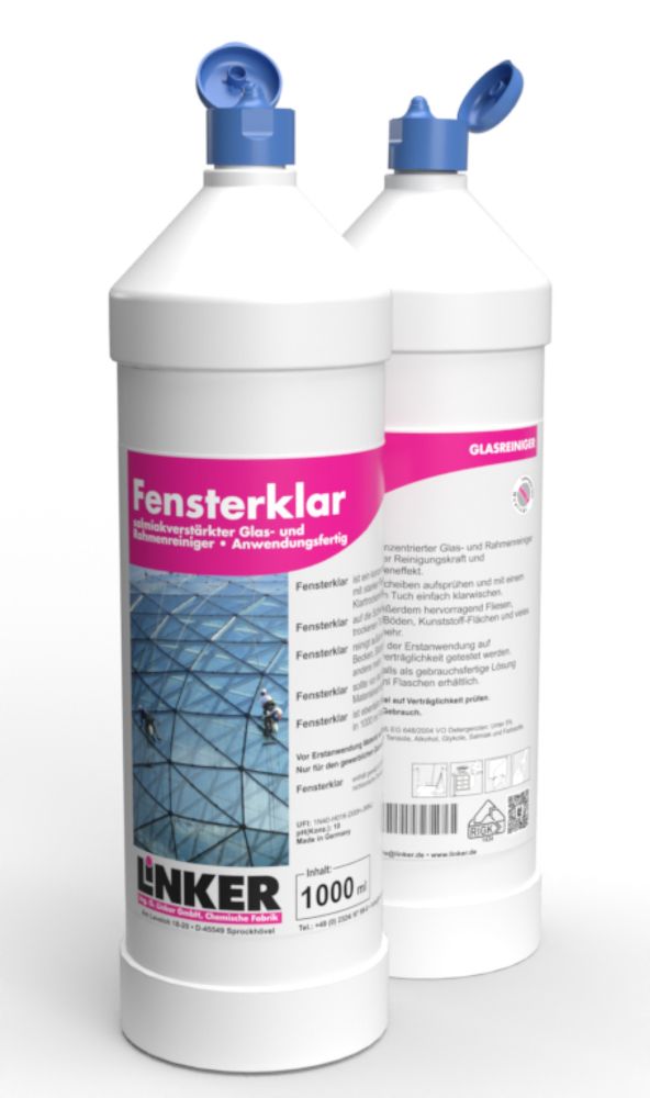 Linker Chemie Fensterklar salmiakverstärkter Glas- und Rahmenreiniger 10,1 Liter