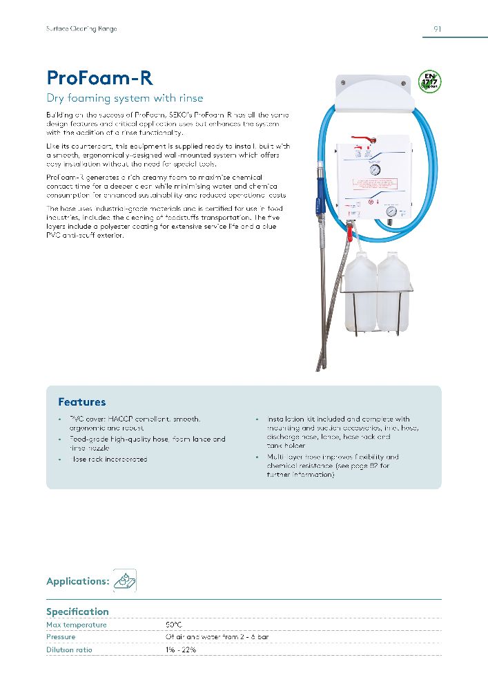 Seko ProFoam PFR1000A00000000 Trocken‑Schaumsystem ohne Pistole und Schlauch für 1 Produkt a 5 Liter