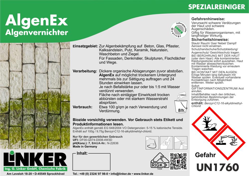 Linker Algen-Ex Moos- & Schimmelvernichter Grünbelagentferner Außen 10,1 Liter