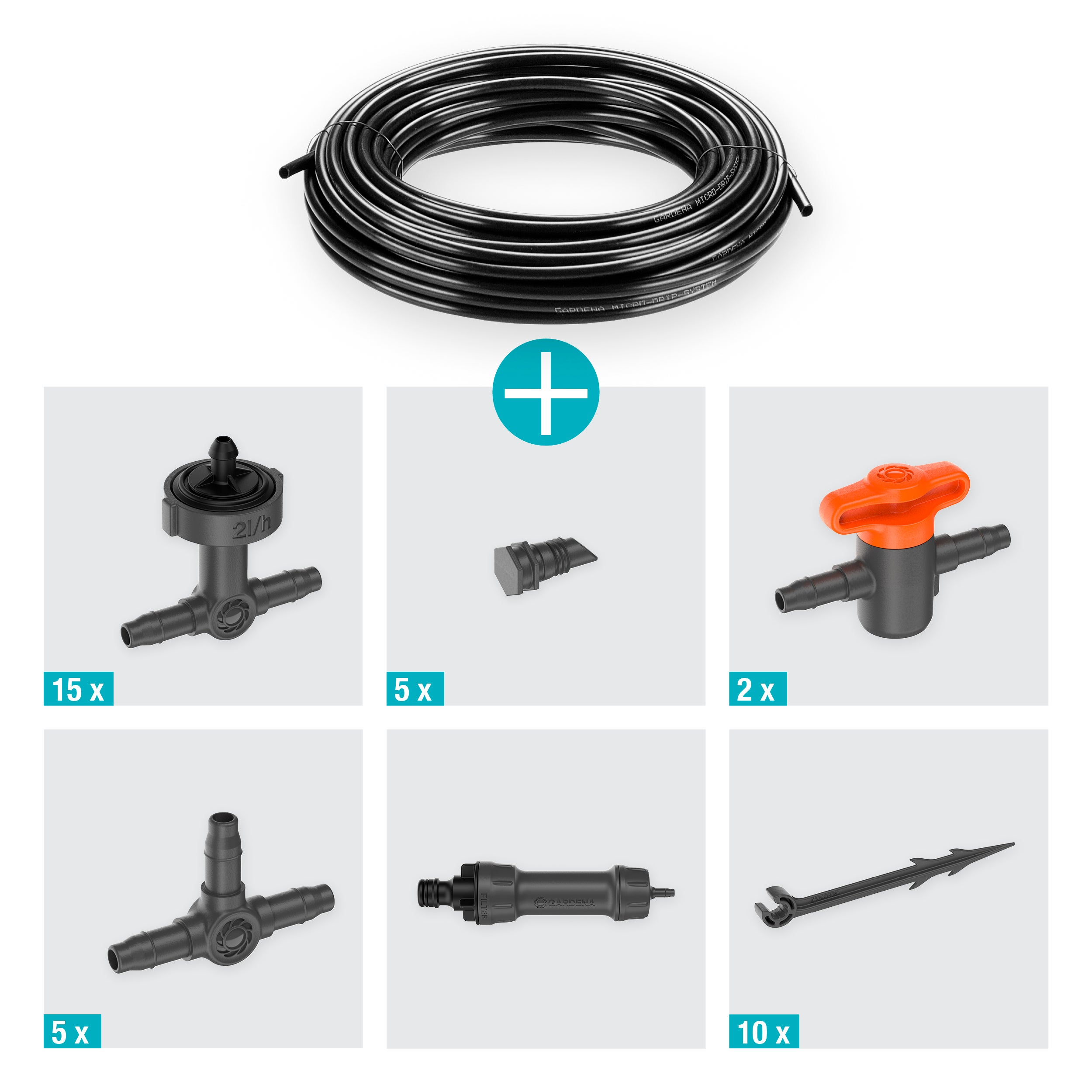 Gardena MDS Tropfbewässerung Set Balkon (15 Pflanzen) #13401-20.