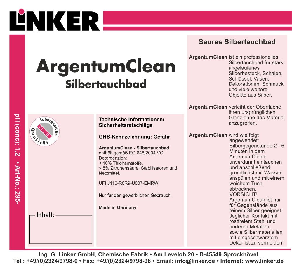 Linker Chemie ArgentumClean – Silbertauchbad 10,1 Liter