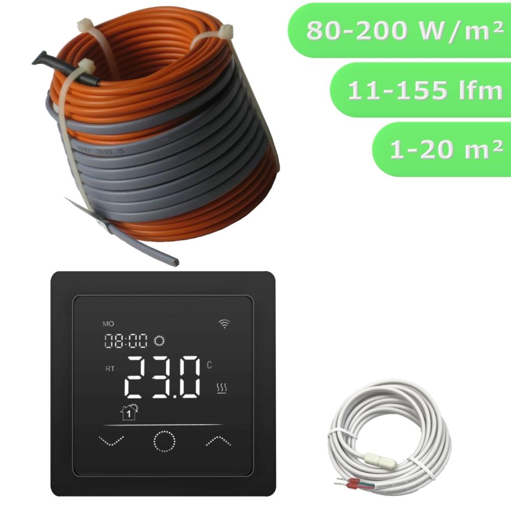 HWT Heizdraht Elektrisch Set Profi 12 W/m & Touch schwarz HWT Heizdraht Elektrisch Set Profi 12 W/m & Touch schwarz