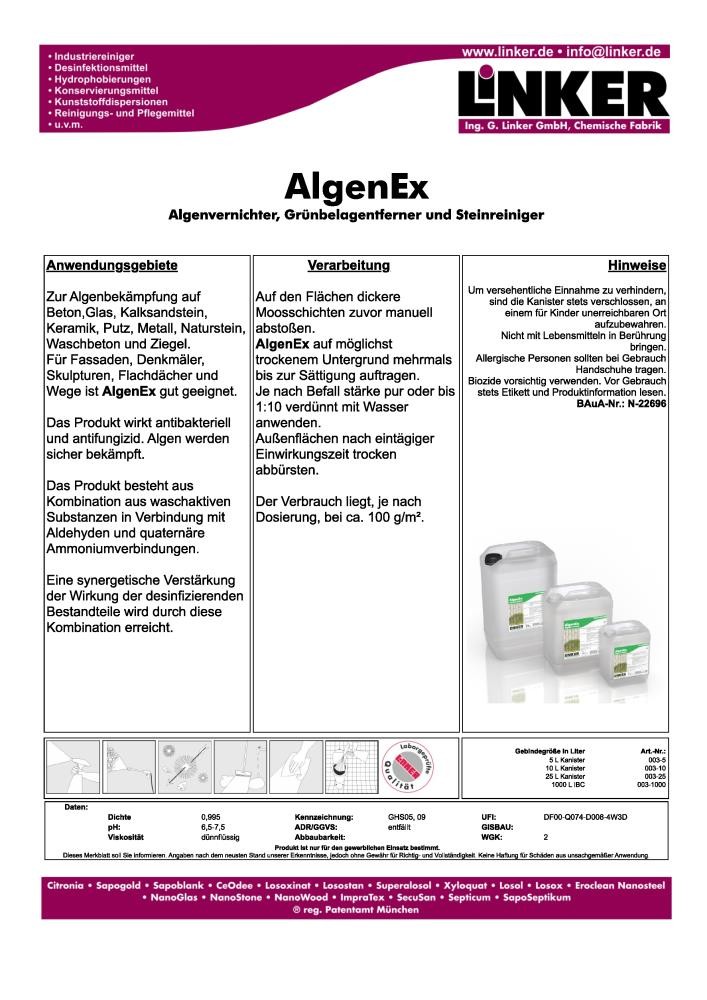 Linker Algen-Ex Moos- & Schimmelvernichter Grünbelagentferner Außen 10,1 Liter