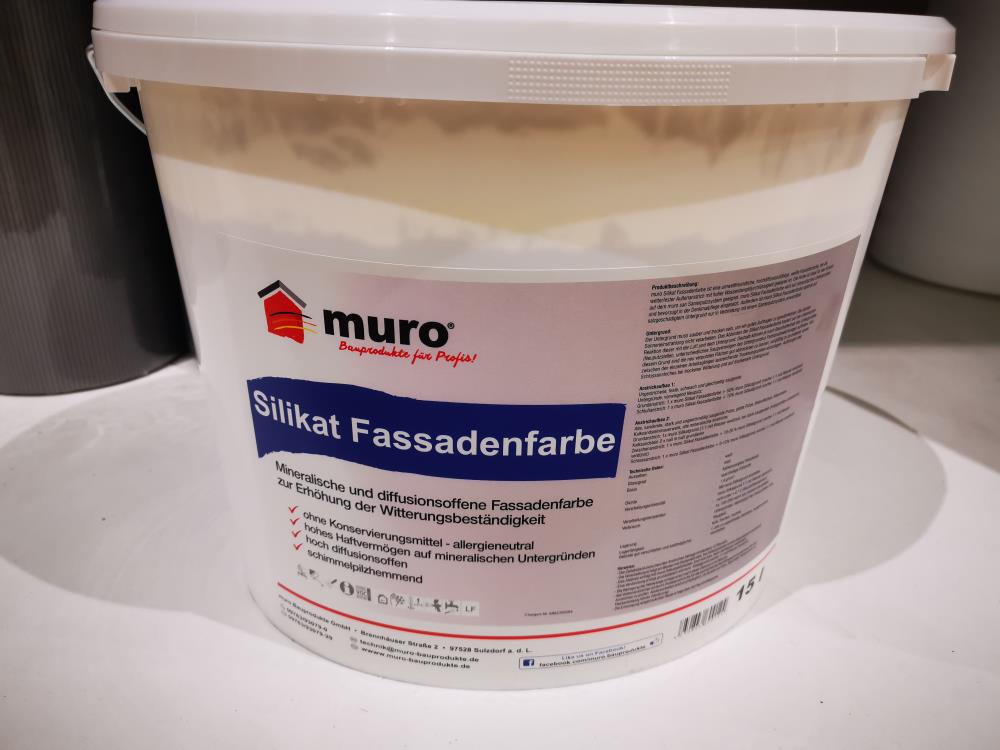 muro Silikat Silikatfarbe Fassadenfarbe Mineralfarbe weiss 15 Liter