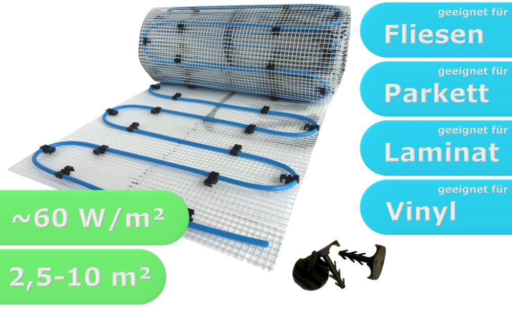 HWT Fußbodenheizung Set mit Einrohr & Anschlußteilen HWT Fußbodenheizung Set mit Einrohr & Anschlußteilen