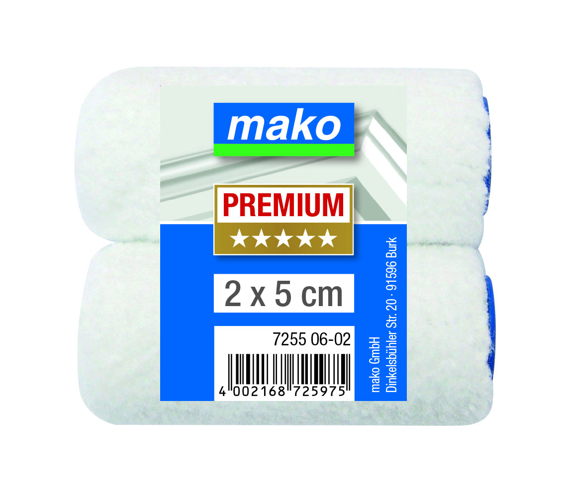 mako Lackroller-Mini mako-tex plus, PREMIUM 5 cm - 2 Stück