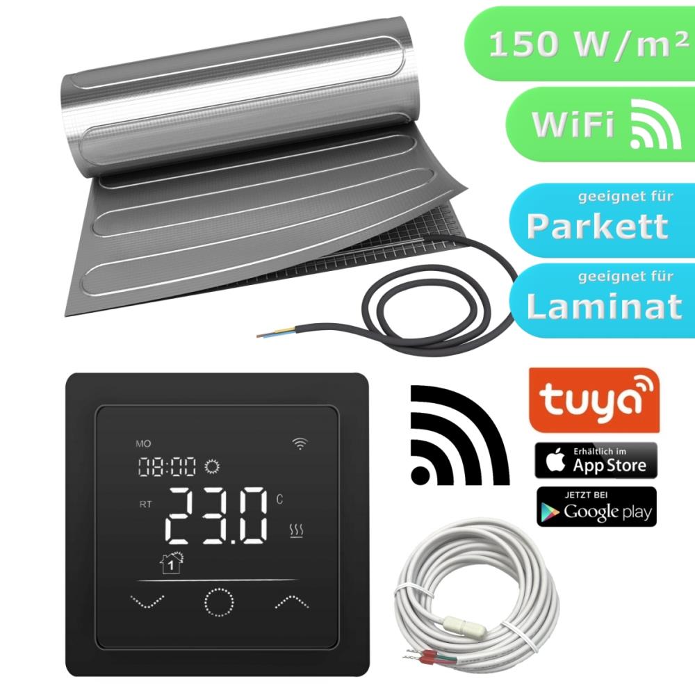 HWT Fußbodenheizung elek. Set ALU 150 W/ m² & WiFi Touch sw HWT Fußbodenheizung elek. Set ALU 150 W/ m² & WiFi Touch sw