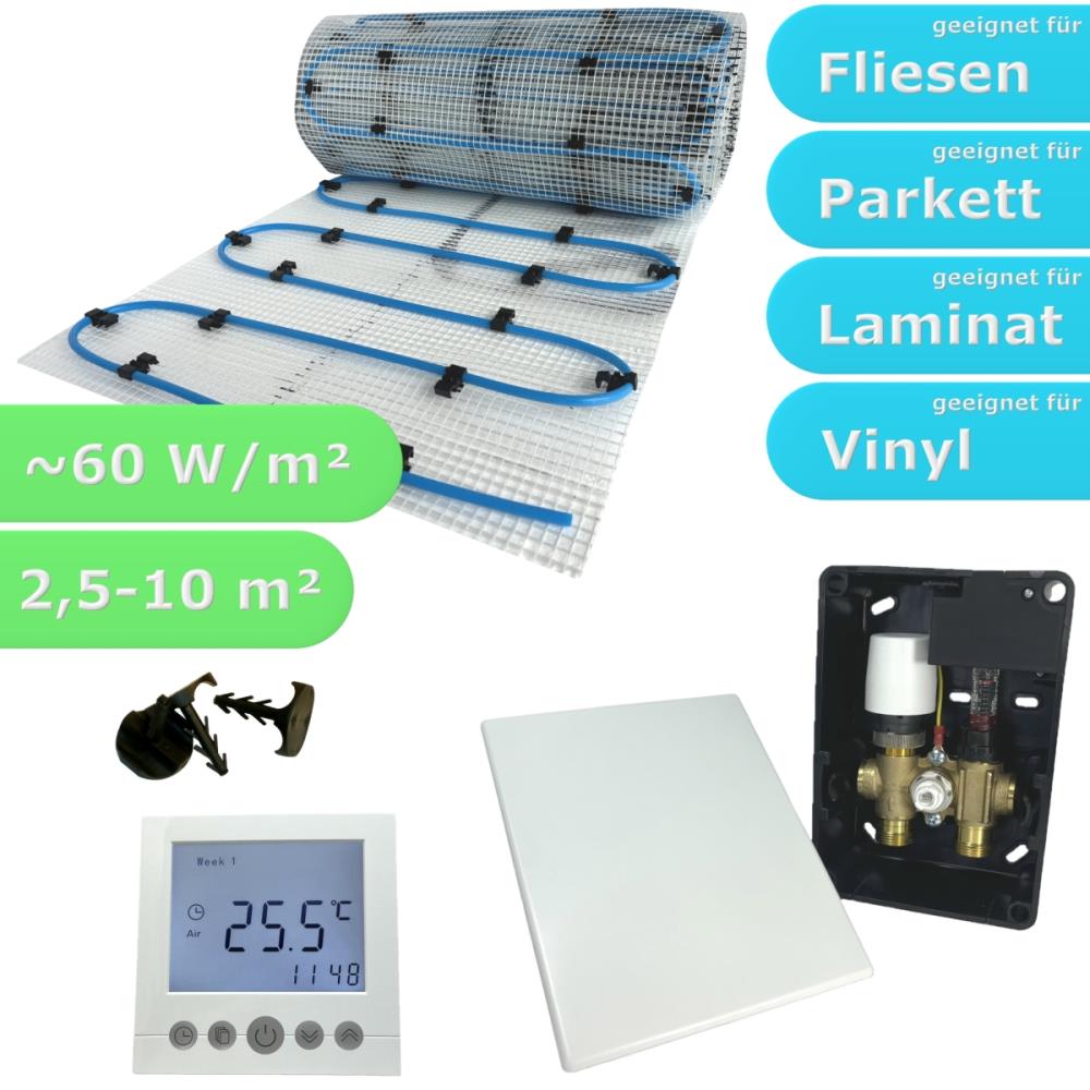 HWT Fußbodenheizung Set mit Einrohr & E-Regelbox Digital