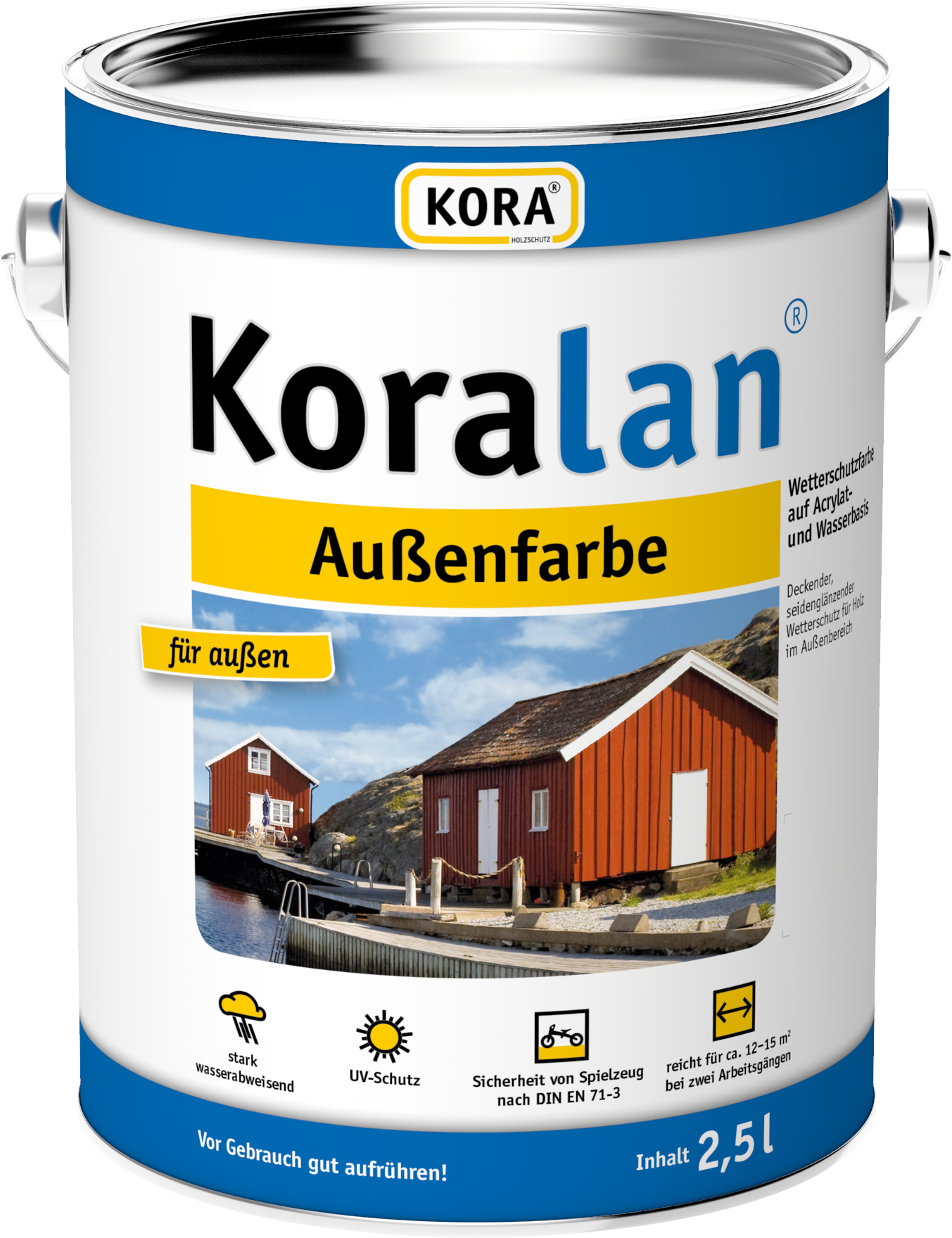 KORA Koralan Außenfarbe 2,5 Liter in 15 Farben Farbe Wetterschutz Außen