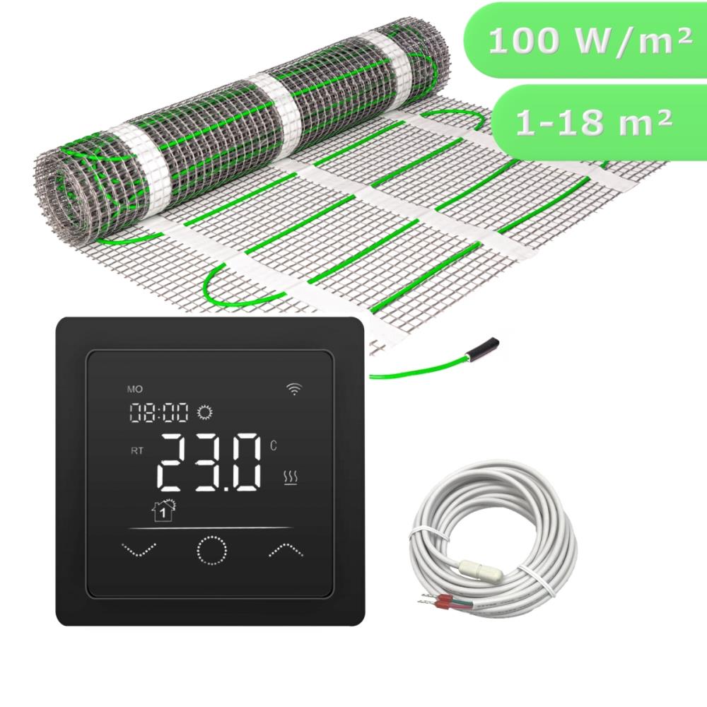 HWT Fußbodenheizung Set Basic TWIN 100 W/m² & Touch sw HWT Fußbodenheizung Set Basic TWIN 100 W/m² & Touch sw