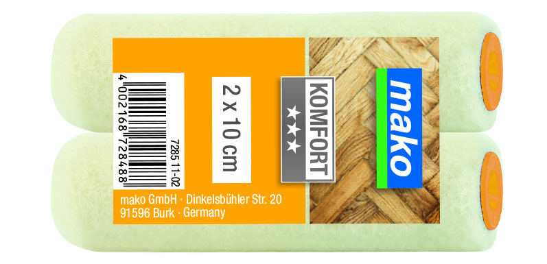 Lack-Versiegelungs-Ersatzwalze Velour KOMFORT, 10 cm, Polhöhe 4 mm