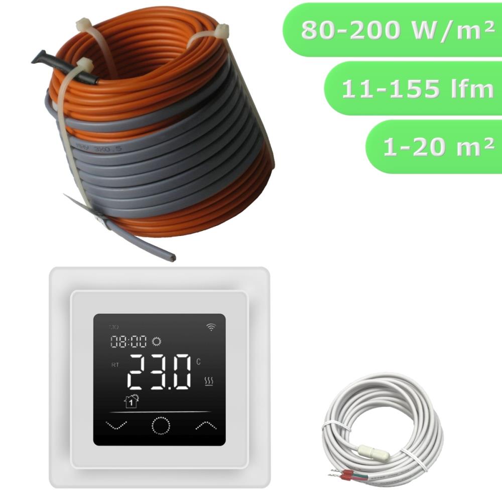 HWT Heizdraht Elektrisch Set Profi 12 W/m & Touch weiß HWT Heizdraht Elektrisch Set Profi 12 W/m & Touch weiß