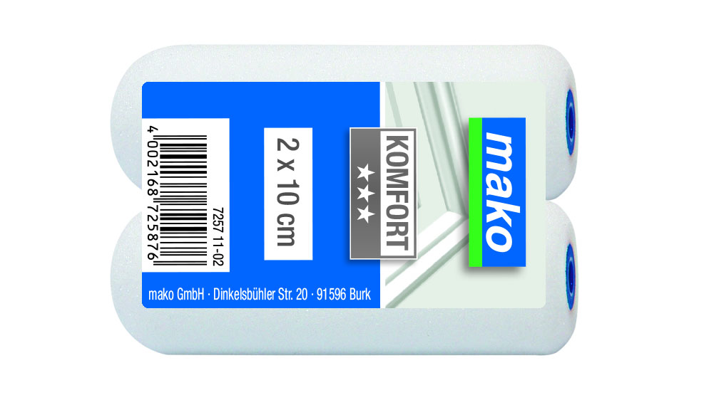 Lack-Ersatzwalzen mako-poren superfein KOMFORT, 10 cm, beidseitig abgerundet