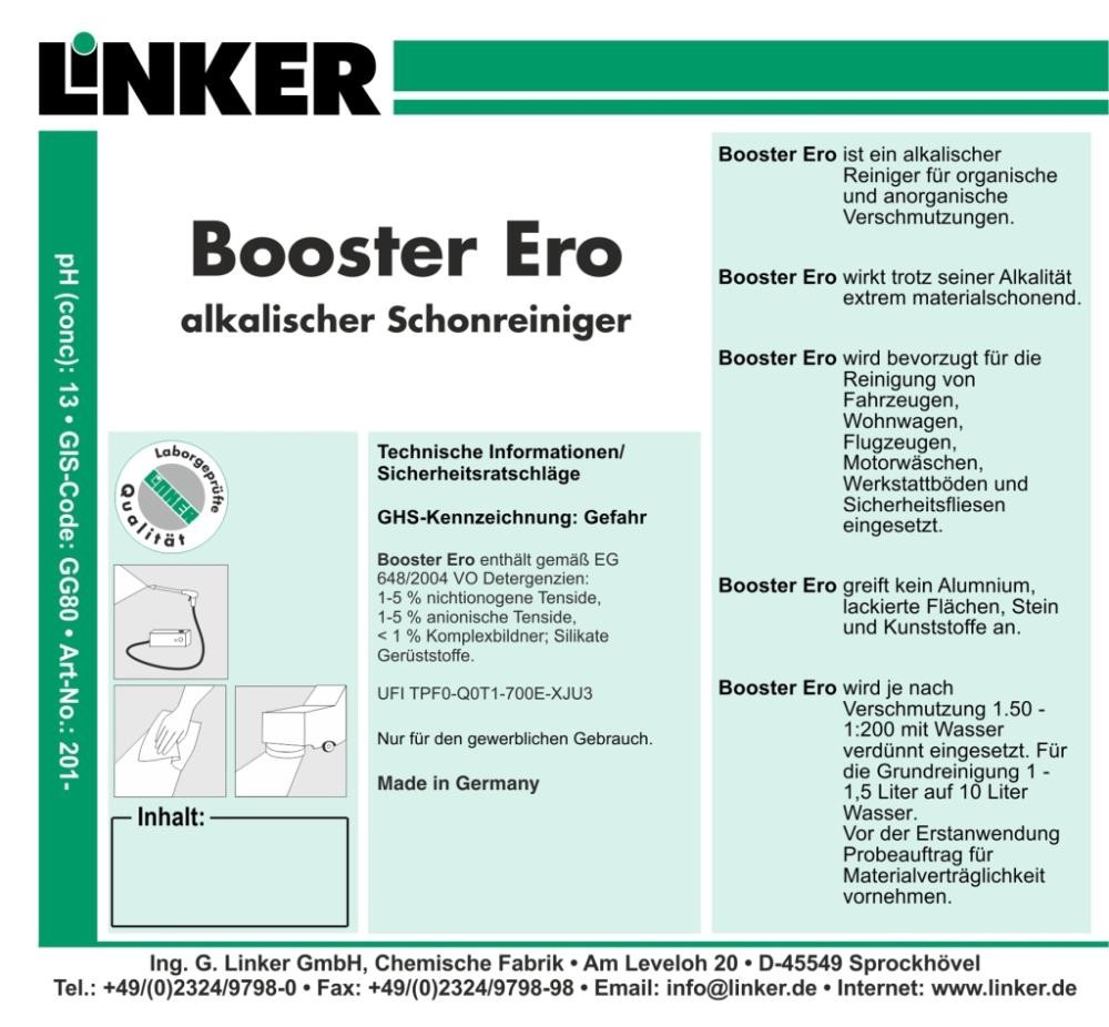Linker Chemie Booster ERO alkalischer Reiniger Schonreiniger 10,1 Liter Linker Chemie Booster ERO alkalischer Reiniger Schonreiniger 10,1 Liter