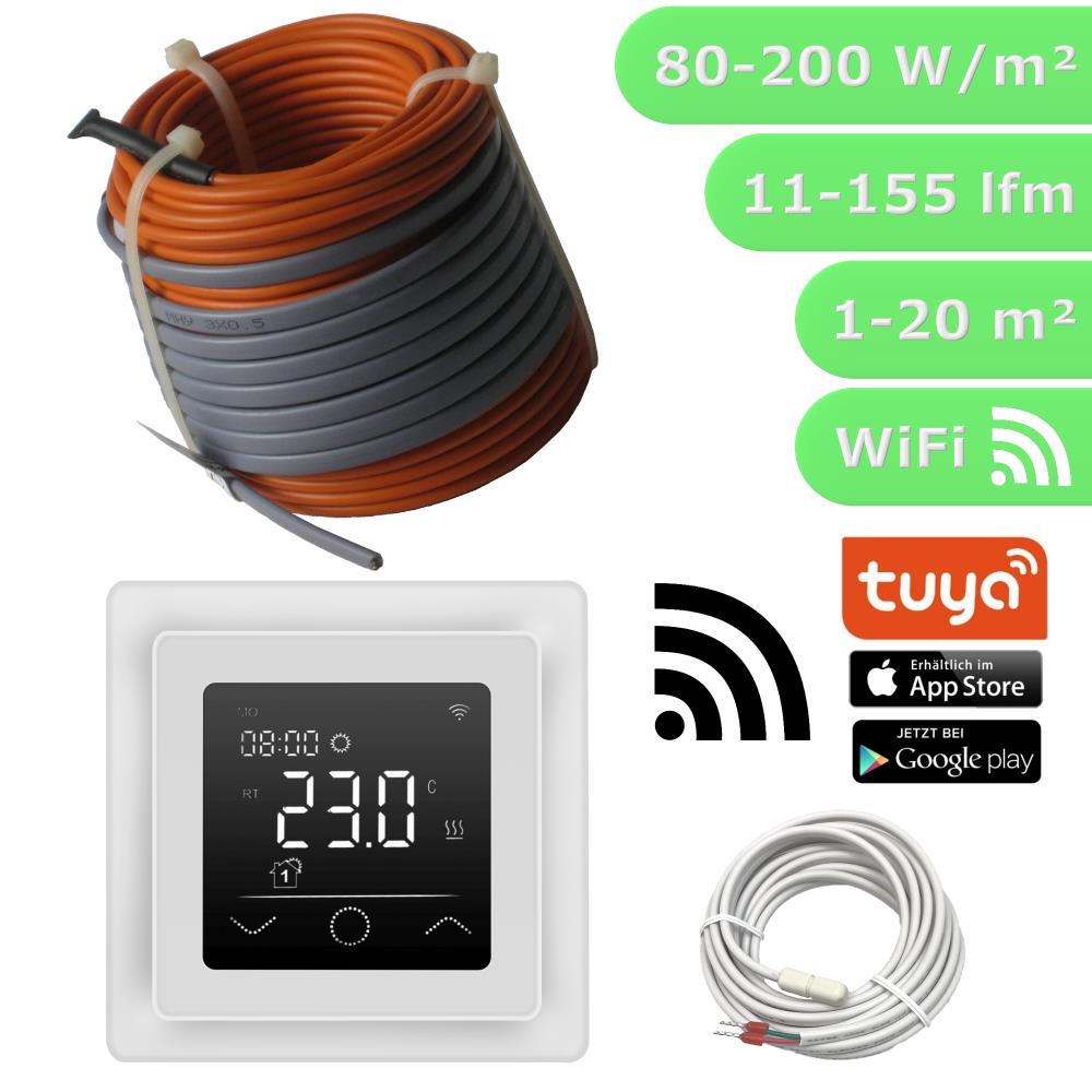 HWT Heizdraht Elektrisch Set Profi 12W/m & WiFi Touch weiß HWT Heizdraht Elektrisch Set Profi 12W/m & WiFi Touch weiß
