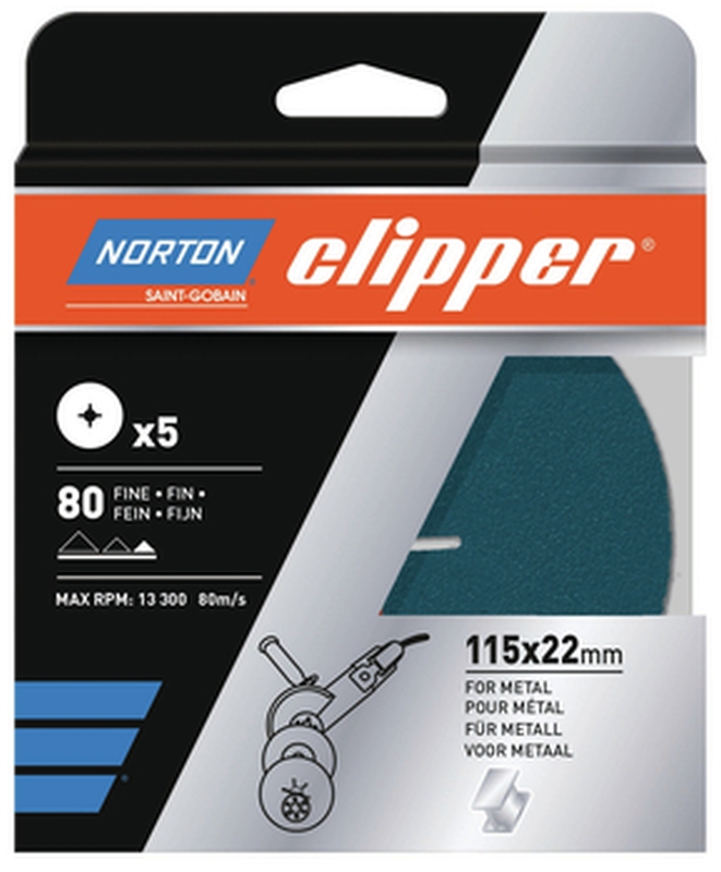 Norton Clipper Fiberscheibe Ø125 mm Körnung K36 für Metall - 5 Stück
