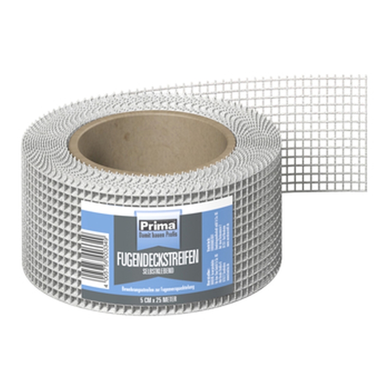 Fugendeckstreifen, 5 cm x 25 m, selbstklebend aus Glasgitter Fugendeckstreifen, 5 cm x 25 m, selbstklebend aus Glasgitter
