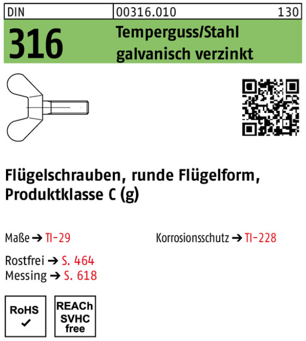 Reyher Flügelschrauben galvanisch verzinkt DIN 316