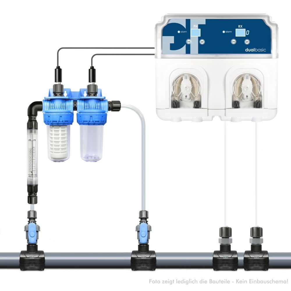 GT dualbasic PH + REDOX (Chlor) automatische Dosieranlage mit ABS mit Bypass inkl. Zubehör