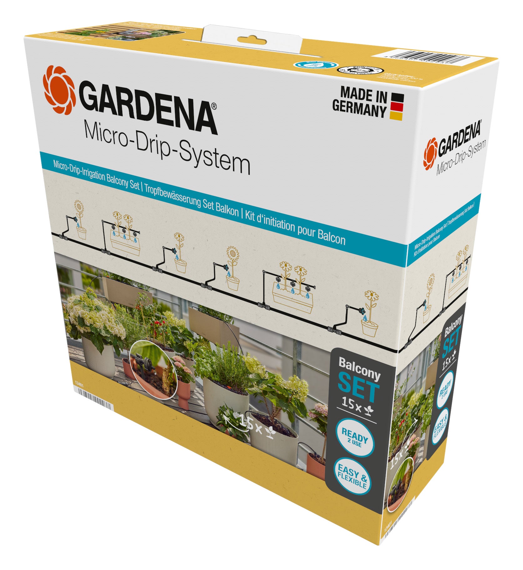 Gardena MDS Tropfbewässerung Set Balkon (15 Pflanzen) #13401-20.
