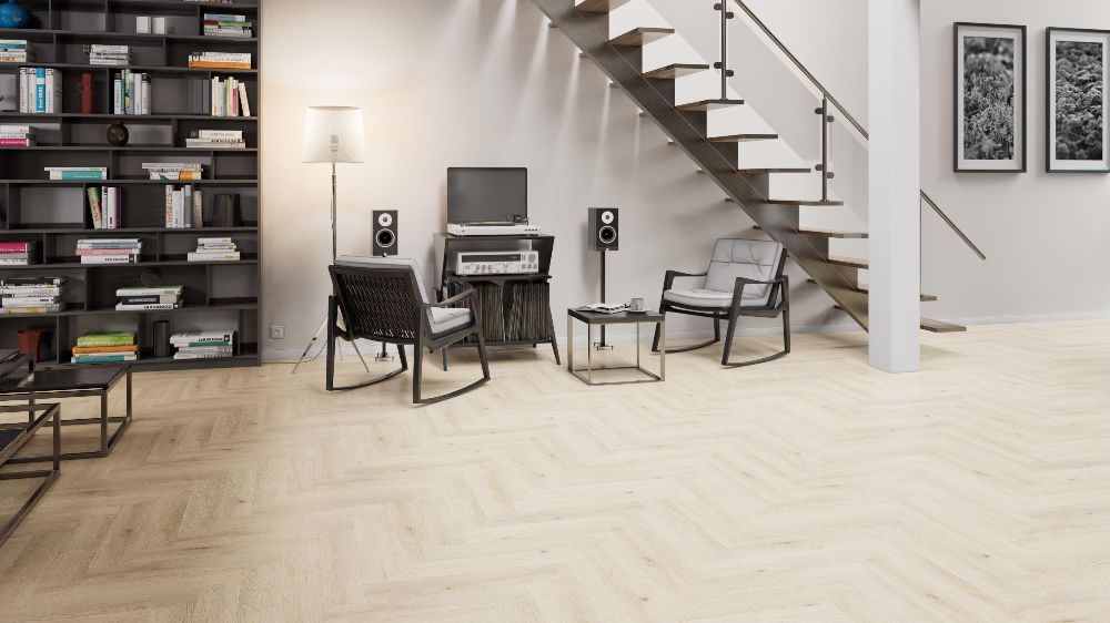 5,5 mm Click-Vinyl CHECK One 2490H Weitenhagen Oak Herringbone inkl. Trittschall VPE: 1,752 m²