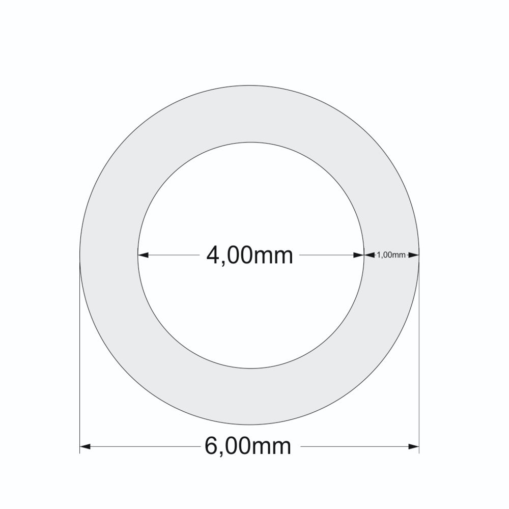PTFE (Teflon™) Dosierleitung natur 4,0x6,0mm (Wand: 1,0mm) Verwendung druckseitig für Chlor, PH+/