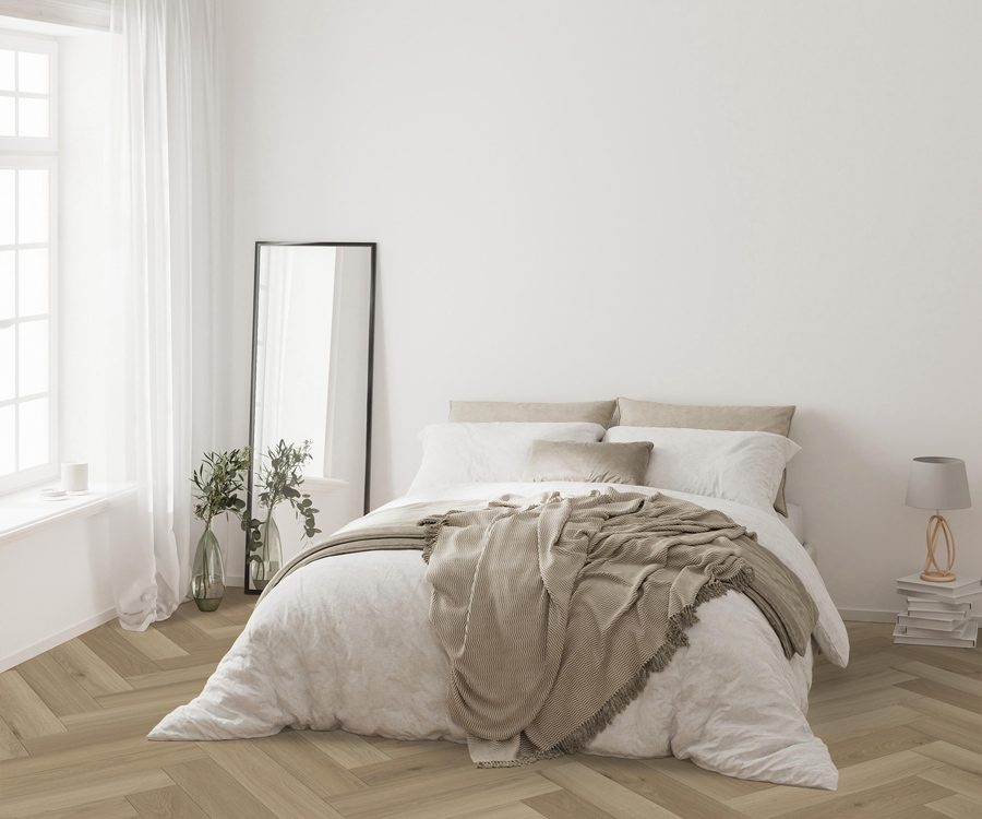 5,5 mm Click-Vinyl CHECK One 2476H Kammerbrühl Oak Herringbone inkl. Trittschall VPE: 2,138 m²
