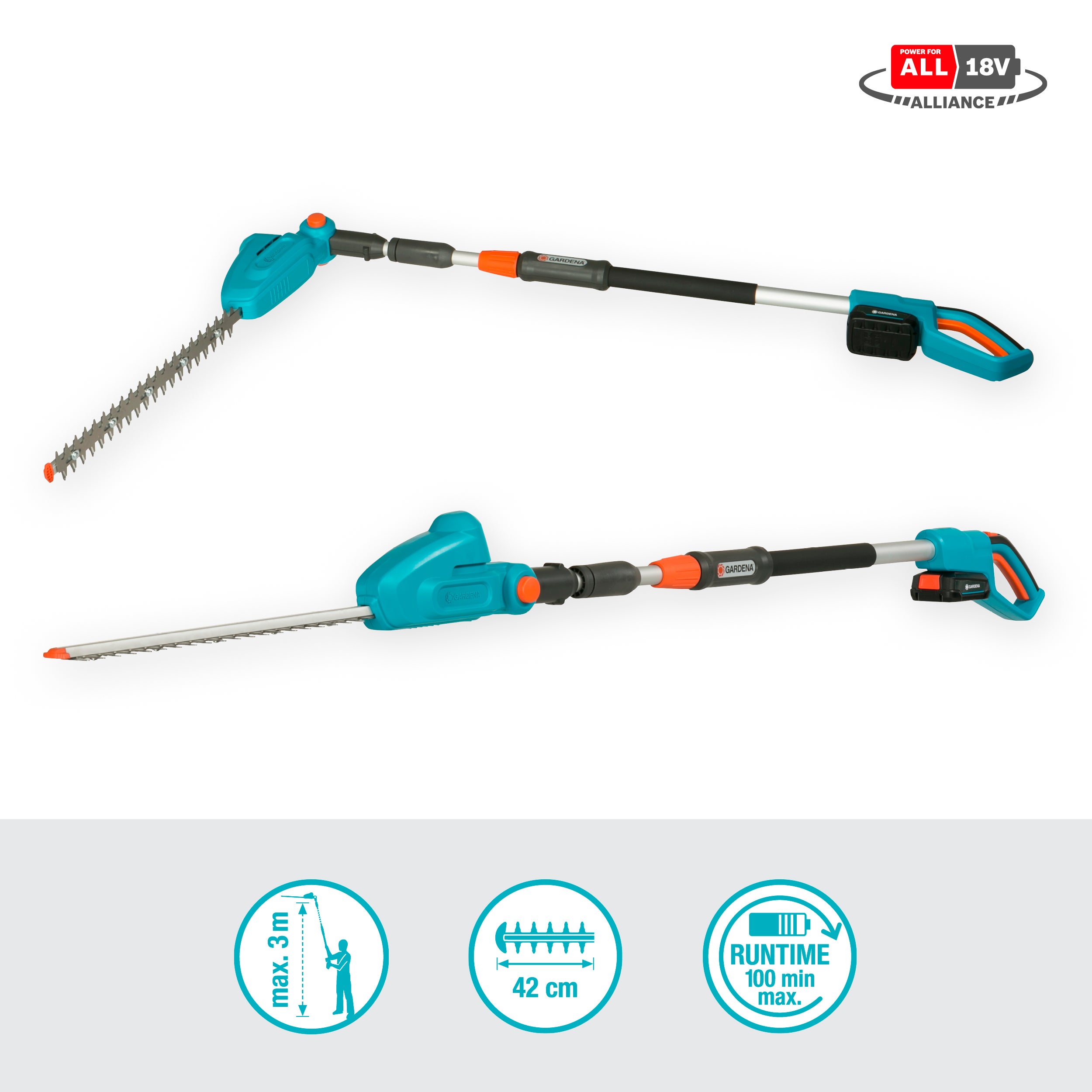 Gardena Akku-Teleskop-Heckenschere THS 42/18V P4A Ready-To-Use Set #14732-20.