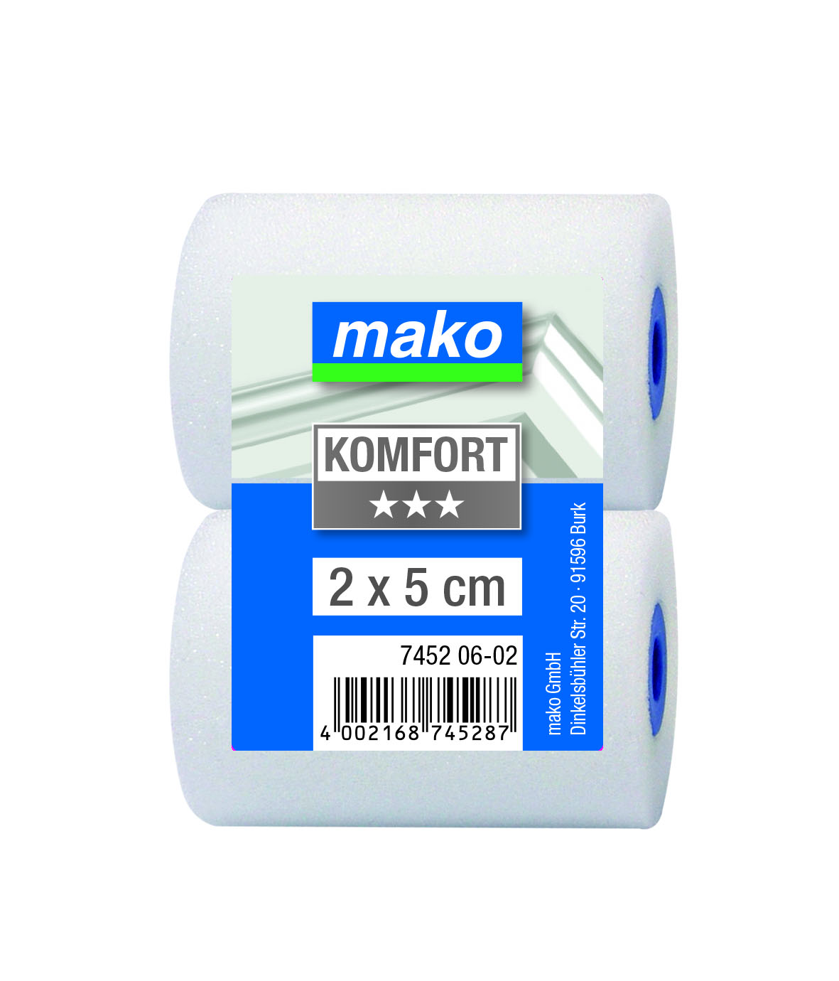 Lack-Mini Ersatzwalzen mako-poren superfein KOMFORT, 5 cm, gerade Walzen