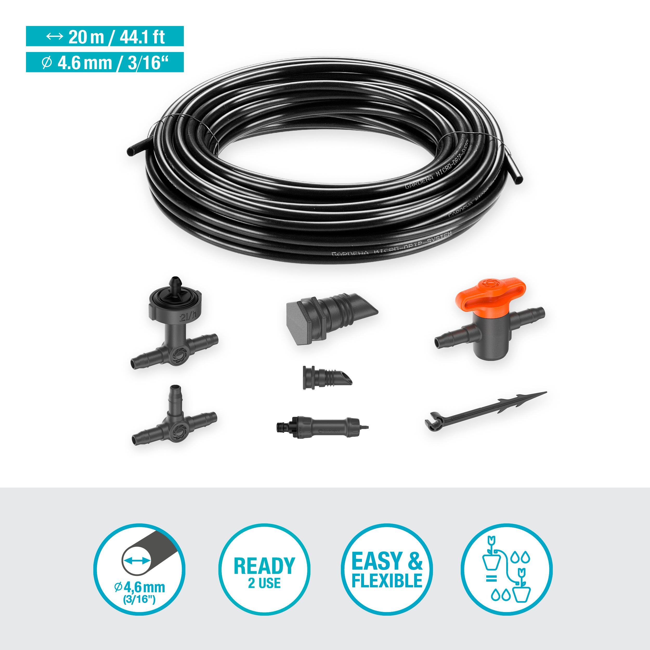 Gardena MDS Tropfbewässerung Set Balkon (15 Pflanzen) #13401-20.