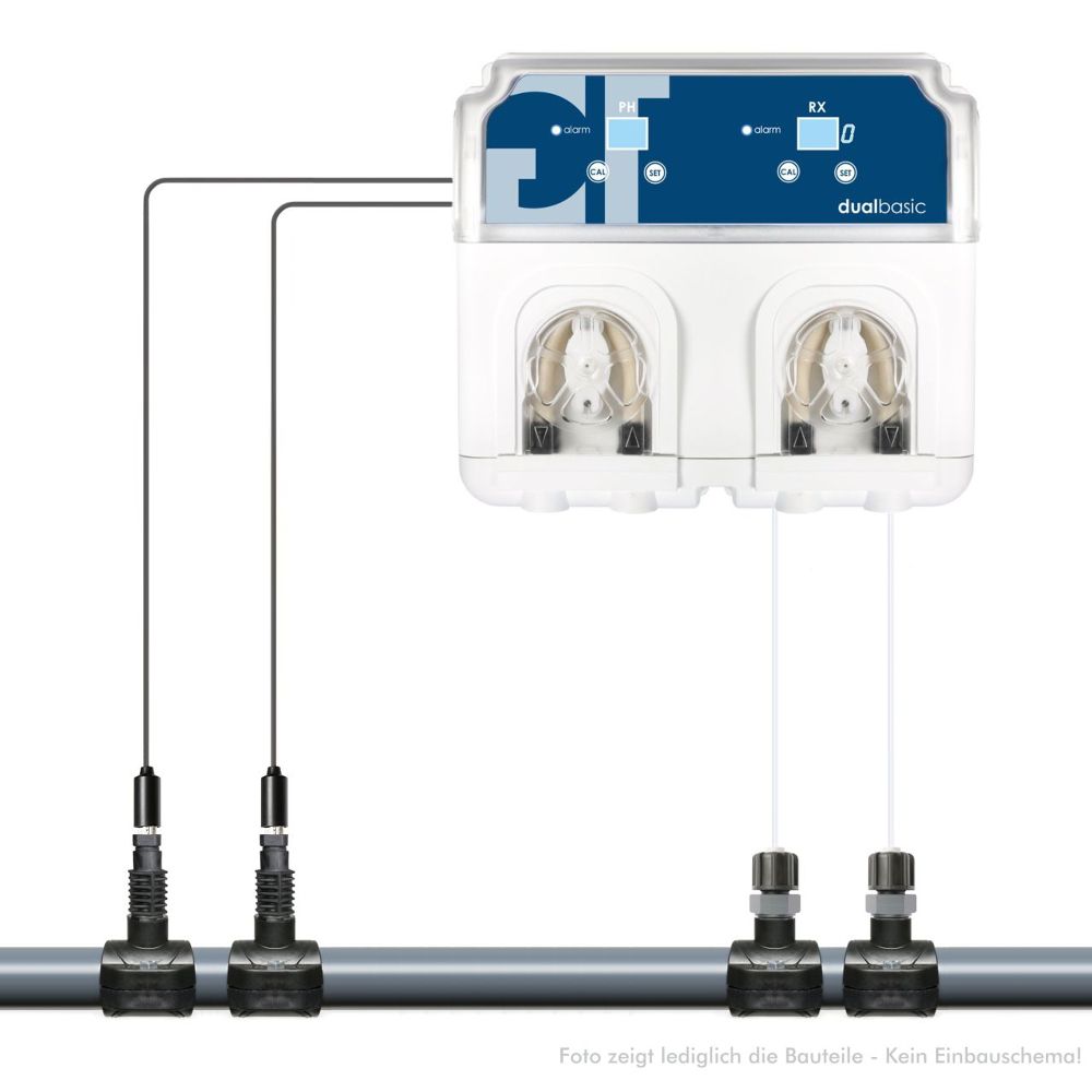 GT dualbasic PH + REDOX (Chlor) automatische Dosieranlage mit ABS ohne Bypass inkl. Zubehör