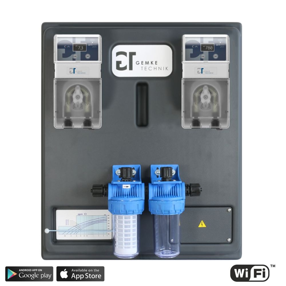 GT GP2 Pool -WiFi- PH+REDOX (Chlor) automatische Dosieranlage mit ABS ohne SDM inkl. Zubehör