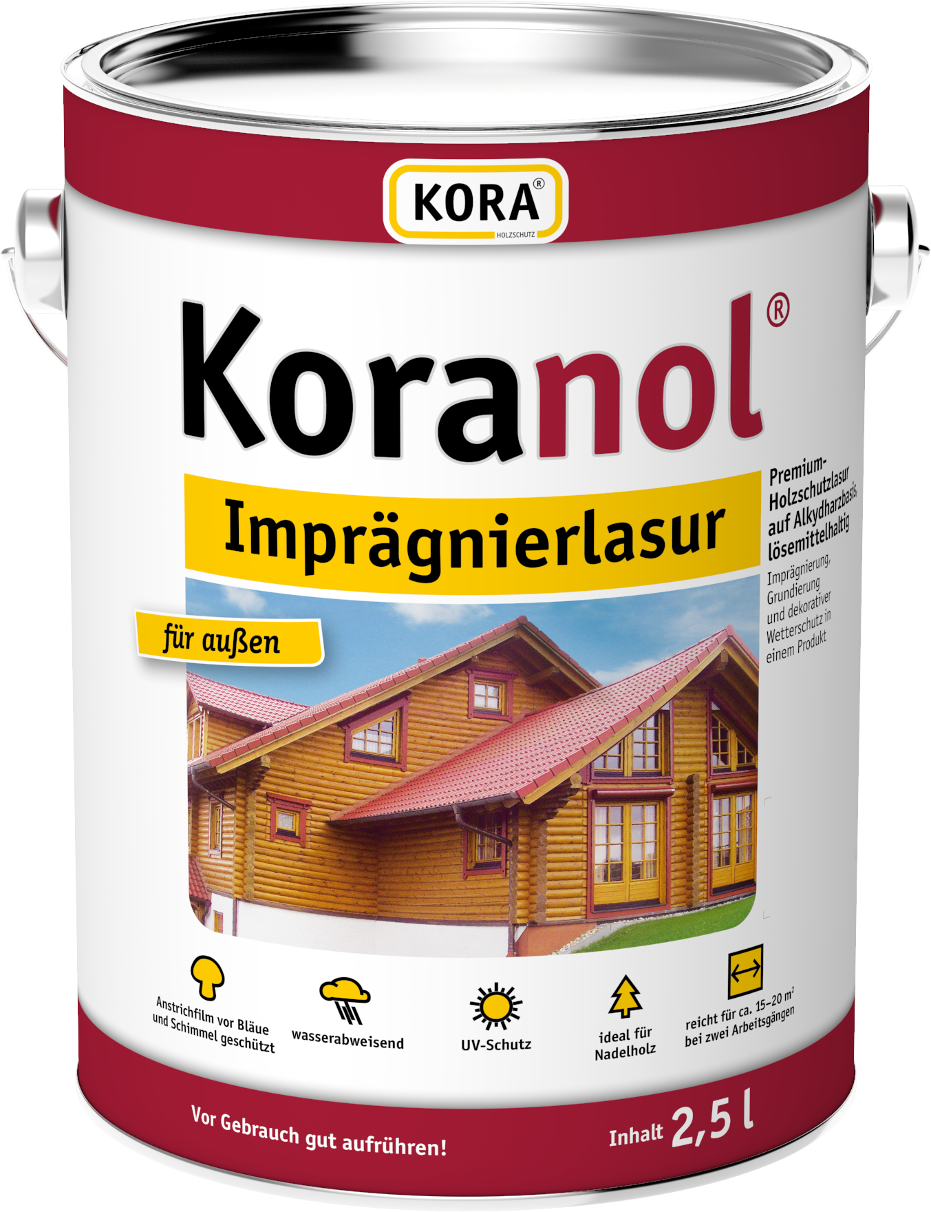 KORA Koranol Imprägnierlasur 2,5 Liter in 17 Farben Holzlasur Lasur Holzschutz
