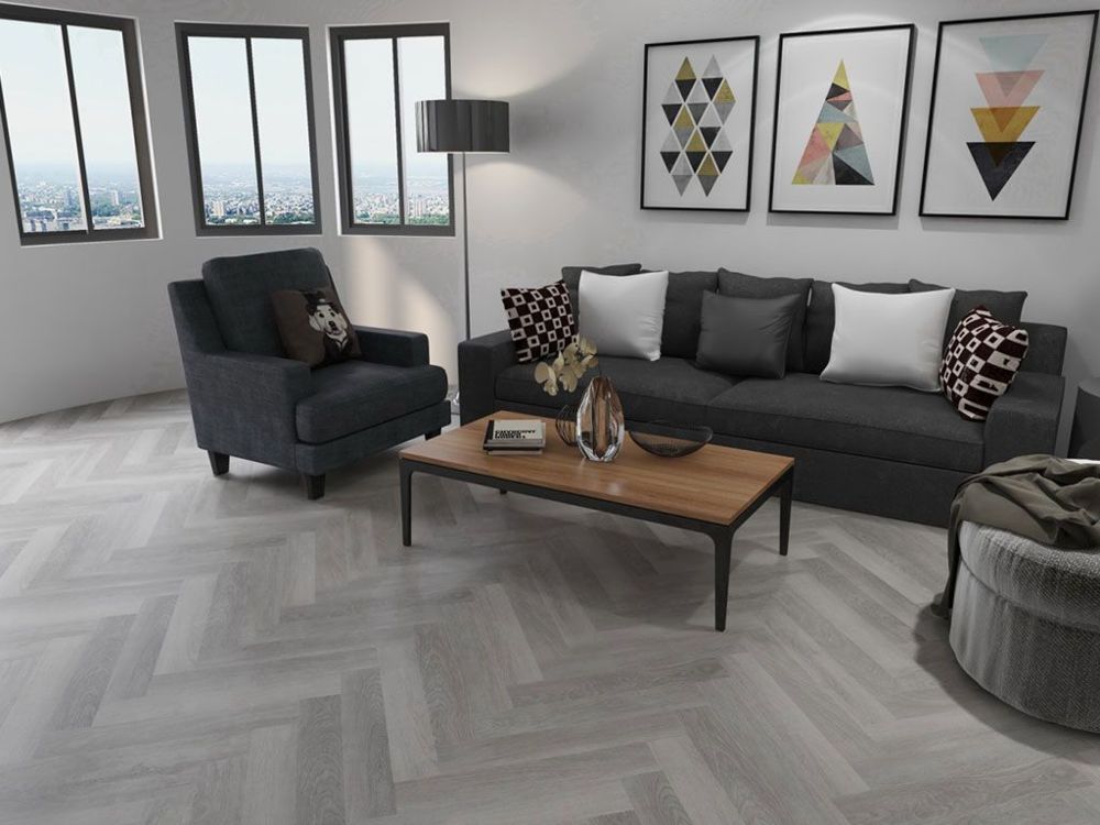 5,5 mm Click-Vinyl CHECK One 2075H Fläming Eiche Herringbone inkl. Trittschall Premium VPE: 1,752 m²