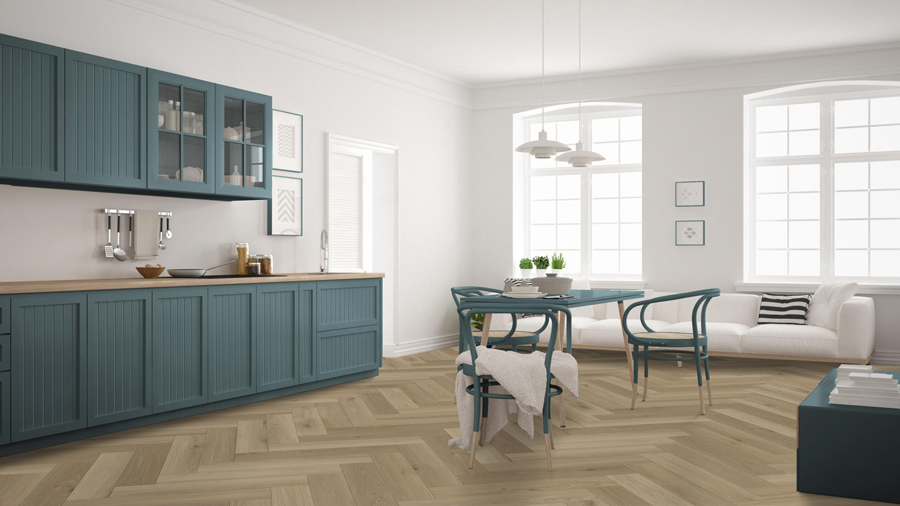 5,5 mm Click-Vinyl CHECK One 2476H Kammerbrühl Oak Herringbone inkl. Trittschall VPE: 2,138 m²