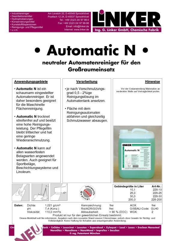Linker Chemie Automatic N Wischpflege neutraler Automatenreiniger 10,1 L