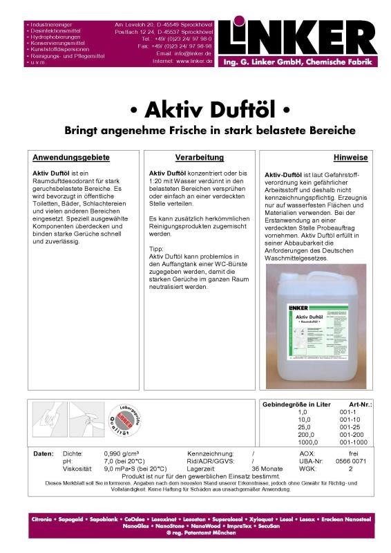 Linker Chemie wirksammes Aktiv Duftöl für den Innenraum 1 Liter