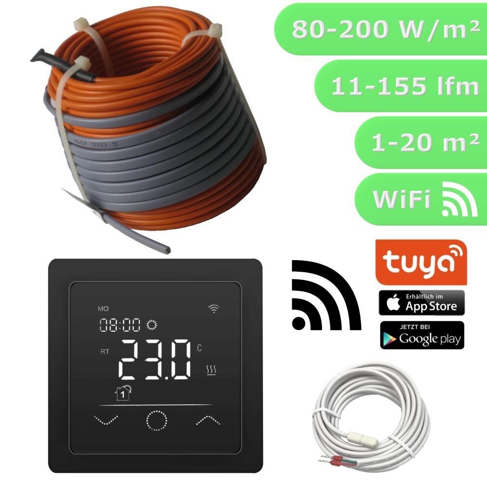 HWT Heizdraht Elektrisch Set Profi 12 W/m & WiFi Touch sw HWT Heizdraht Elektrisch Set Profi 12 W/m & WiFi Touch sw