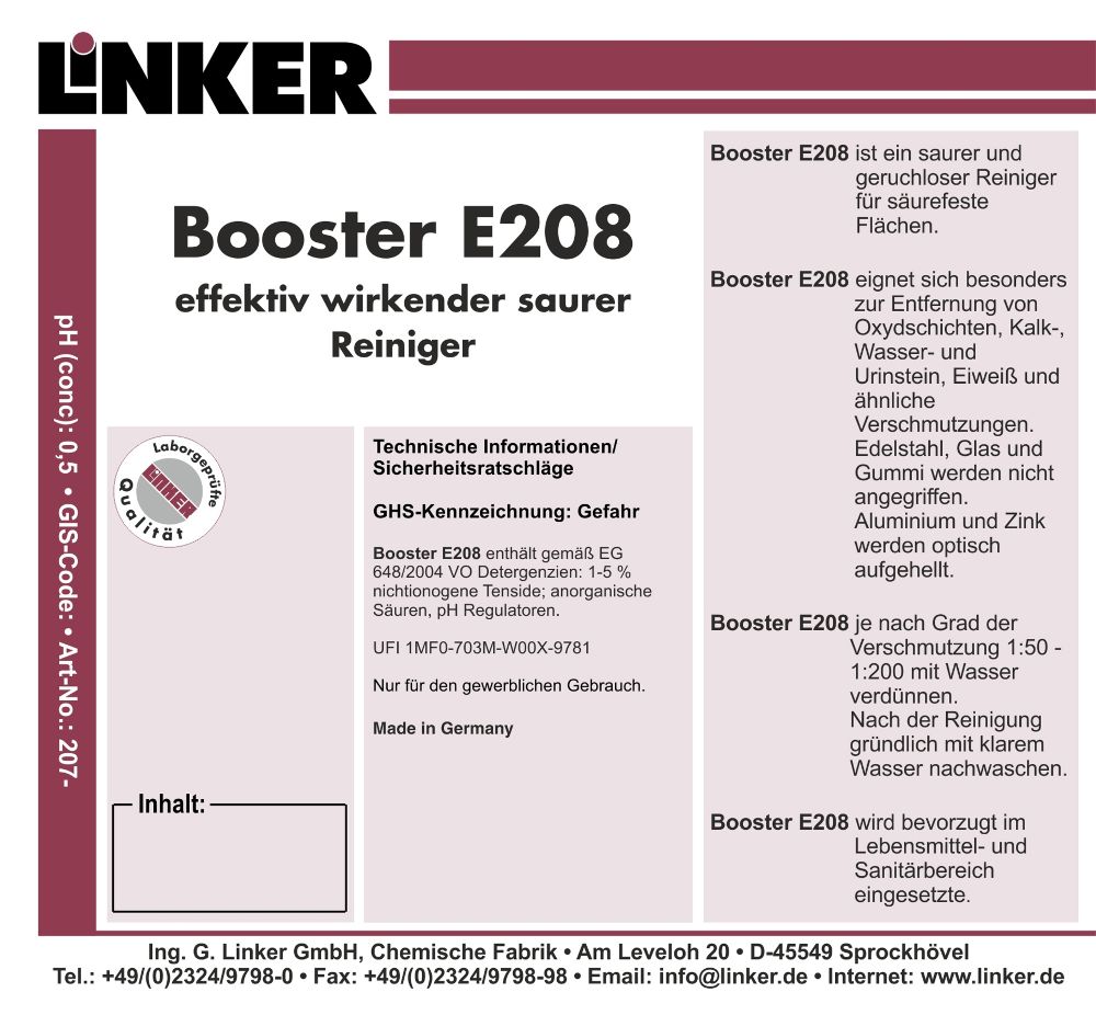 Linker Chemie Booster E208 10,1 Liter