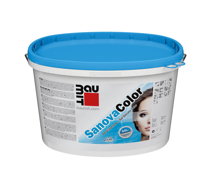 Baumit SanovaColor Silikat-Fassadenfarbe weiß 14 Liter