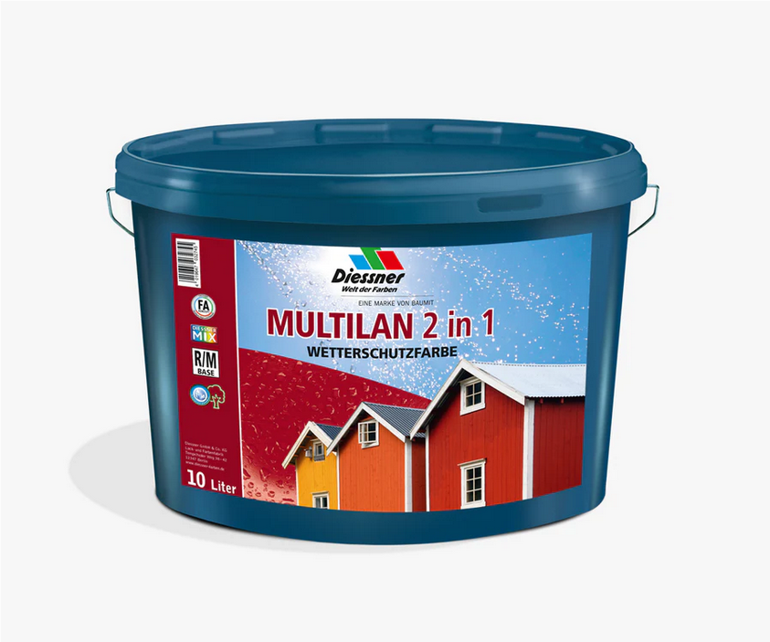 Diessner Multilan 2in1 Wetterschutzfarbe deckende Holzanstriche außen weiss